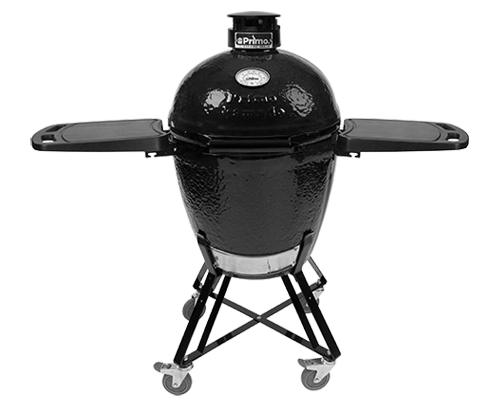 Primo Round All-In-One Kamado with cradle stand and side tables